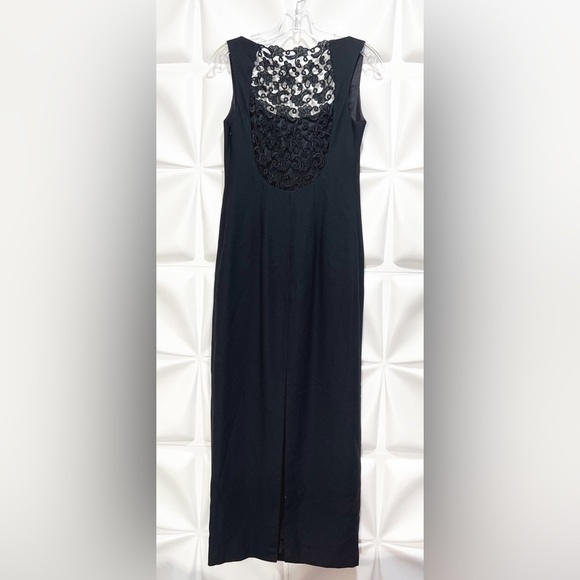 Laundry by Shelli Segal Sz 4 Long Black Gown Formal Maxi Suit Dress Crochet Lace - Picture 5 of 11